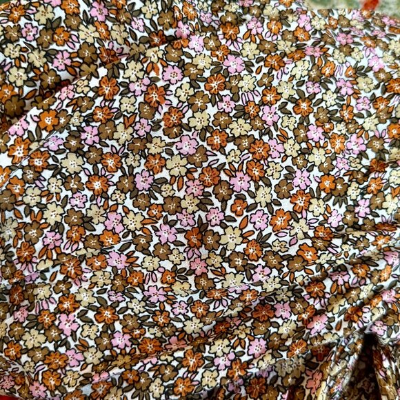 FAITHFULL THE BRAND pink and brown floral dress, off-shoulder sleeves, size 4 - Picture 4 of 4